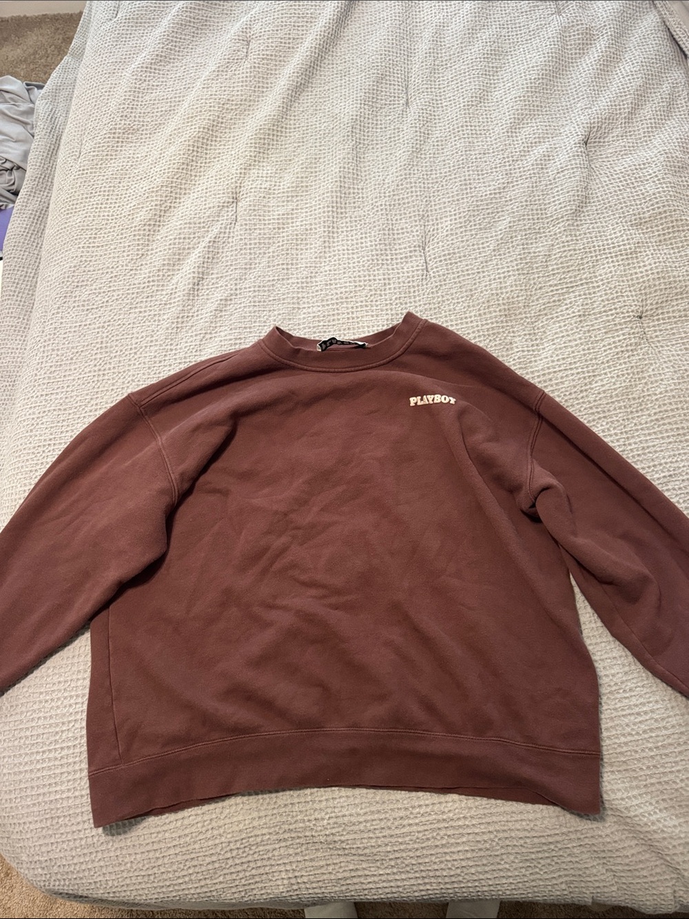 PLAYBOY Men's Chest Logo Crewneck Sweatshirt in Brown